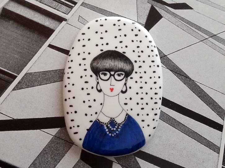 Madame Joany - big brooch and little portrait - RESERVED