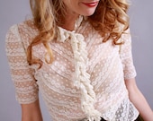 antique lace blouse. 1910s edwardian top. shirt. white lace with ruffle. vintage shirt