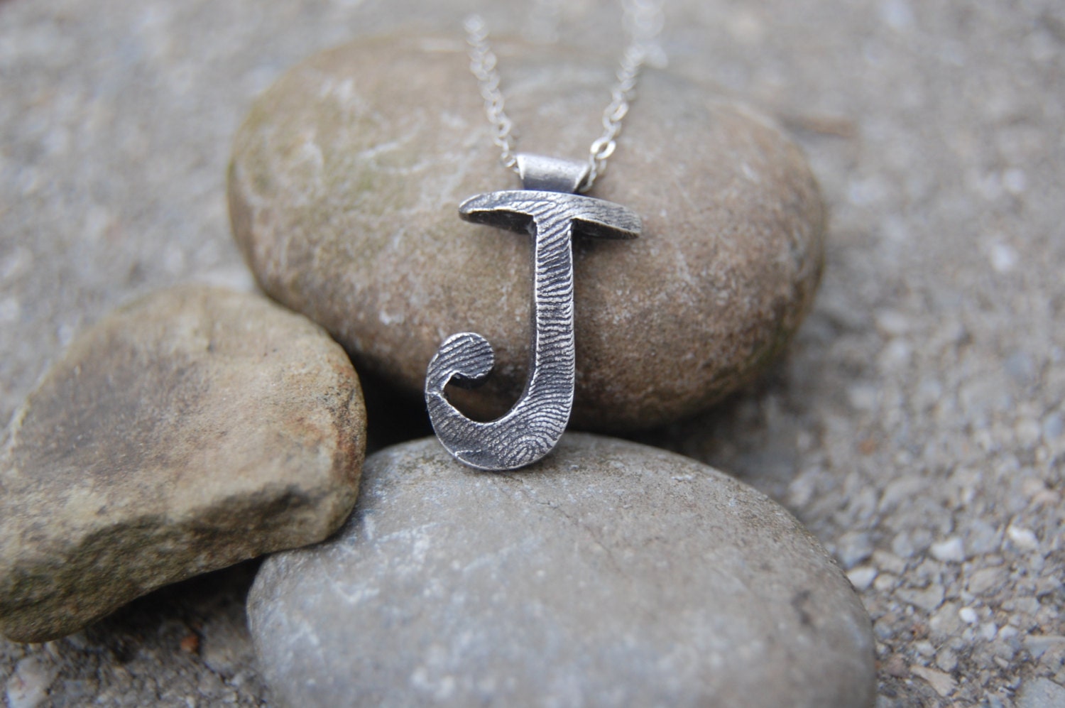 Custom Fingerprint Initial - Fine Silver - Personalized - Includes Sterling Silver Chain