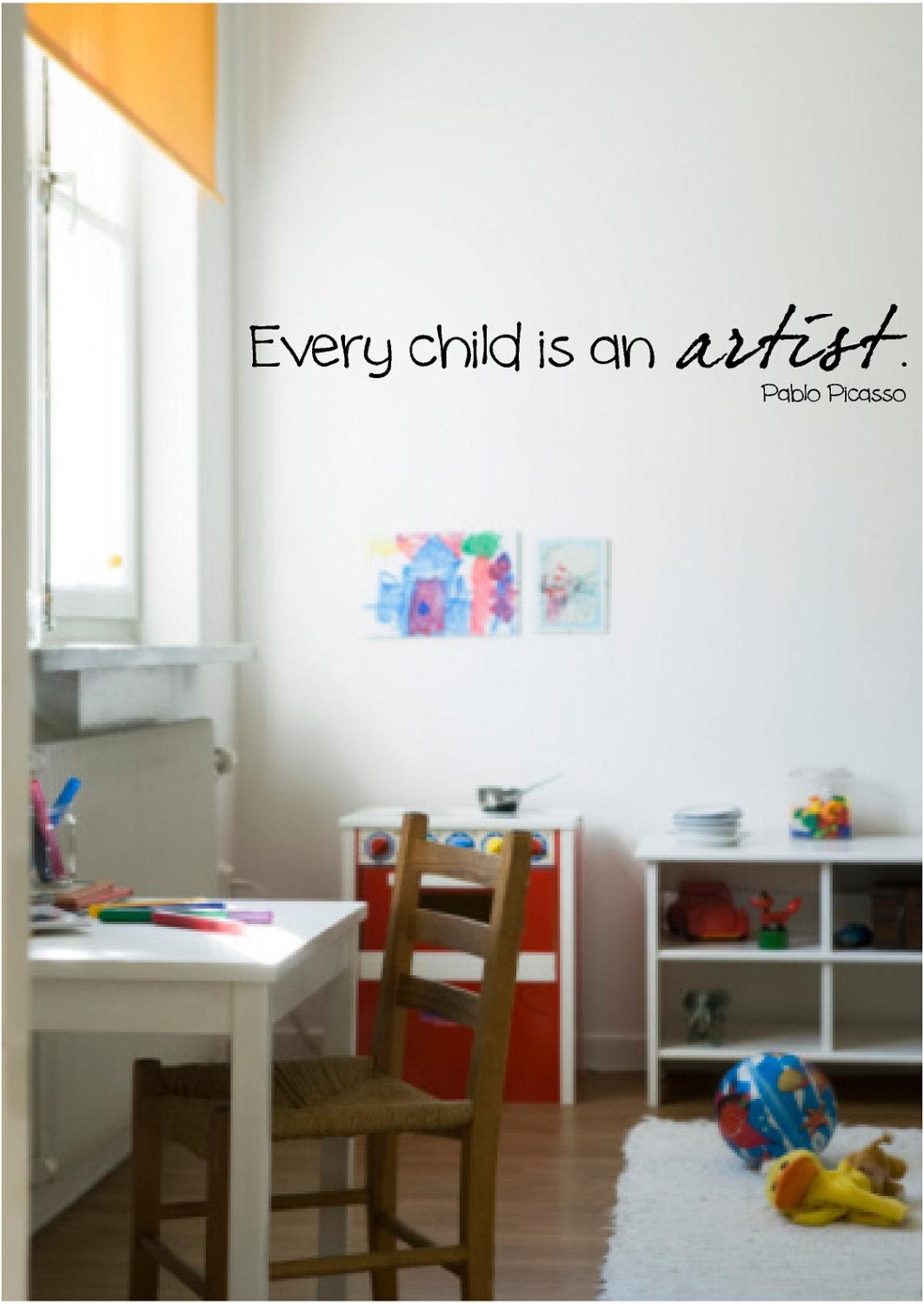 Every child is an artist Pablo Picasso Wall Decal, Play room wall Decal, Art room wall decal