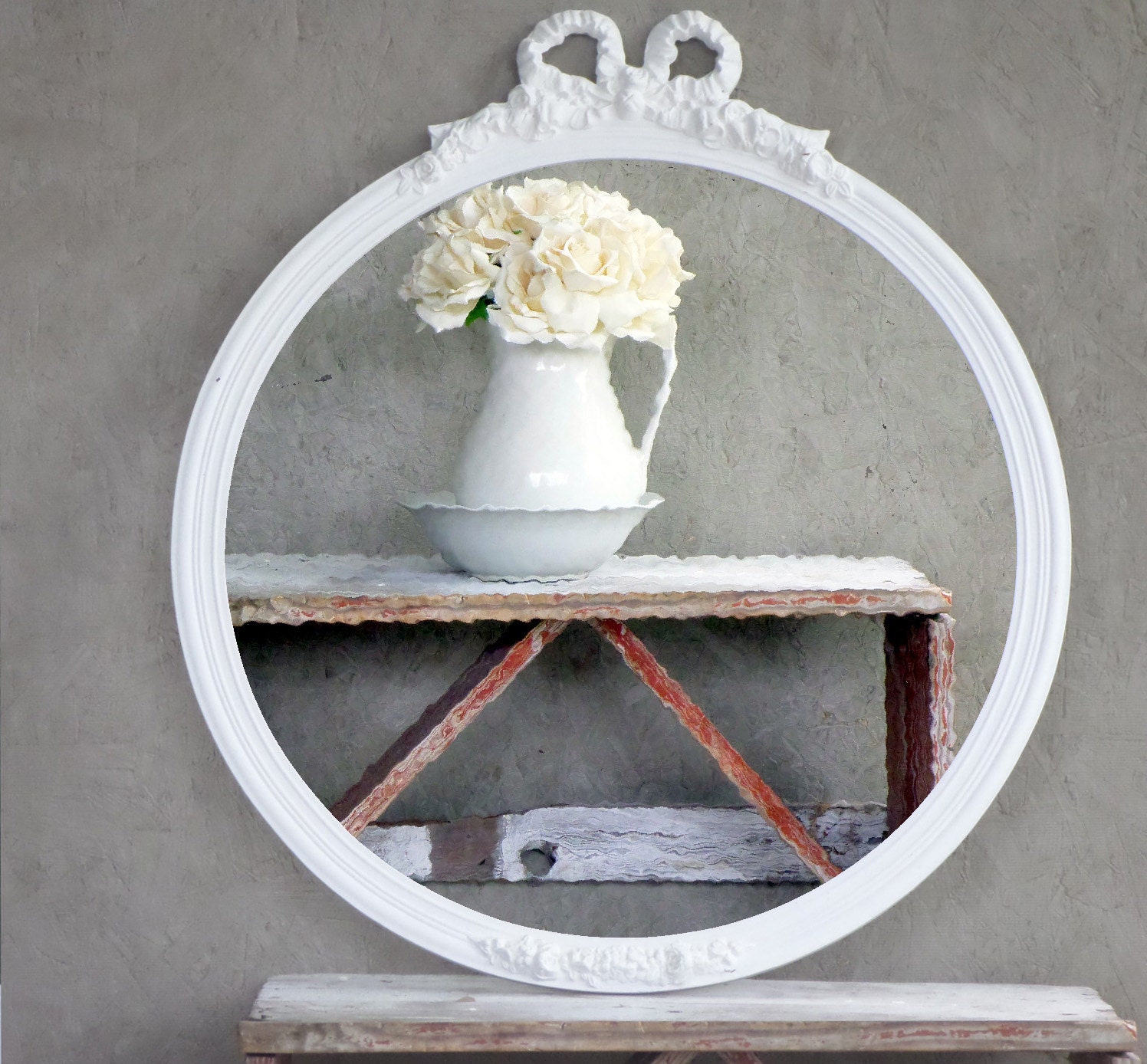 Antique French Shabby Chic Mirror Cottage Chic Vanity French Country