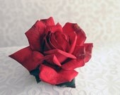 Red Silk Tea Rose, Ravished Rose - NANETTE - Bridal Wedding Grad, Graduation Hair Clip Accessory