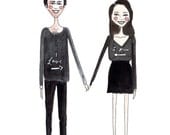 Custom Couple Portrait, custom portrait,custom watercolor portrait, watercolor portrait,couple illustration