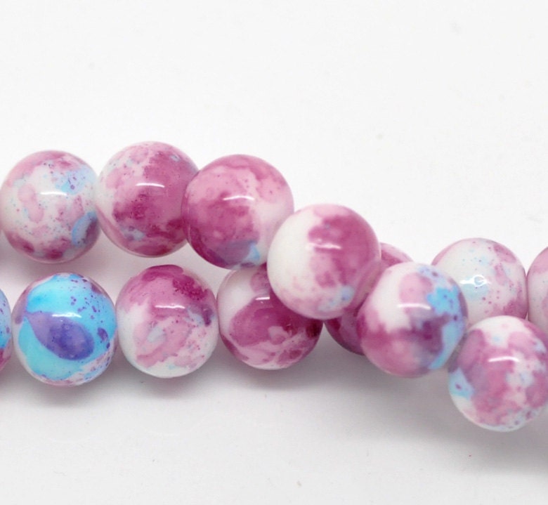 1 Strands(about  80PCs) Mottled Round Glass Loose Beads 10mm(3/8"), 82cm(32 2/8")