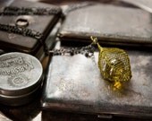 Cage Necklace Pendant in Golden Lime Green