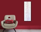 Abstract Acrylic Painting Original Fine Art 12"x36" by Linnea Heide - red white - modern - geometric