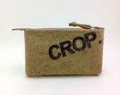 Coffee Sack Zipper Pouch - Small Zipper Wallet - Burlap Case- Handmade zip pouch- Ready to Ship