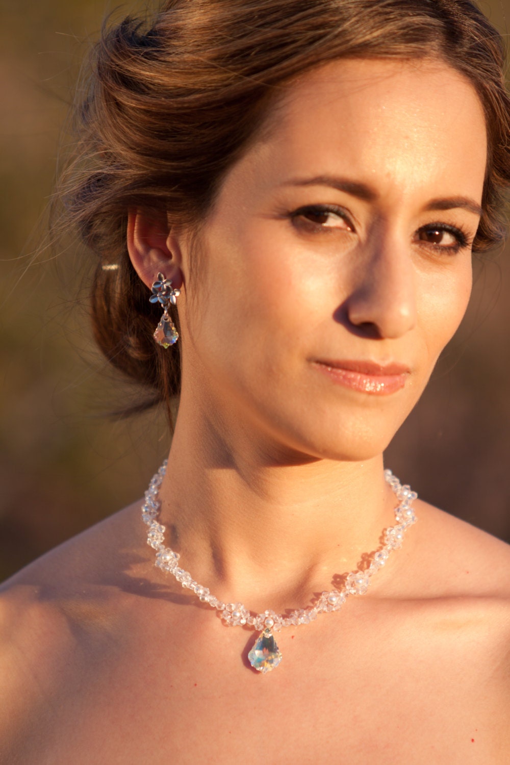 Bridal Necklace Jewelry, Wedding Necklace, Bridal Choker, Crystal Necklace, Handwoven necklace Swarovski Baroque Pendant - 20% OFF - SOPHIA