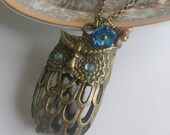 Vintage Style Filigree 3d Owl Necklace By Melissani Jewellery