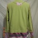 Upcycled Sportif thermal TeE in spring green, pink, stripes, exposed seams, long sleeve, no.154