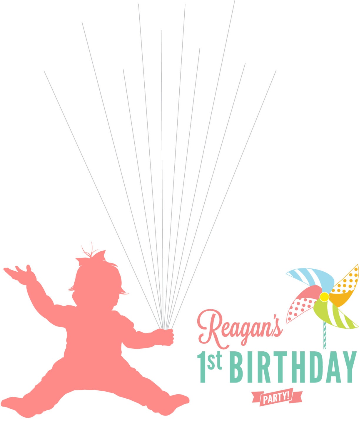 Custom Printable Thumbprint Guestbook Page - Pinwheel Party - Featured on Hostess with the Mostess