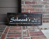 Family Established Date with Quote, Carved Wood Sign - Custom, Personalized with Full Wedding or Anniversary Date
