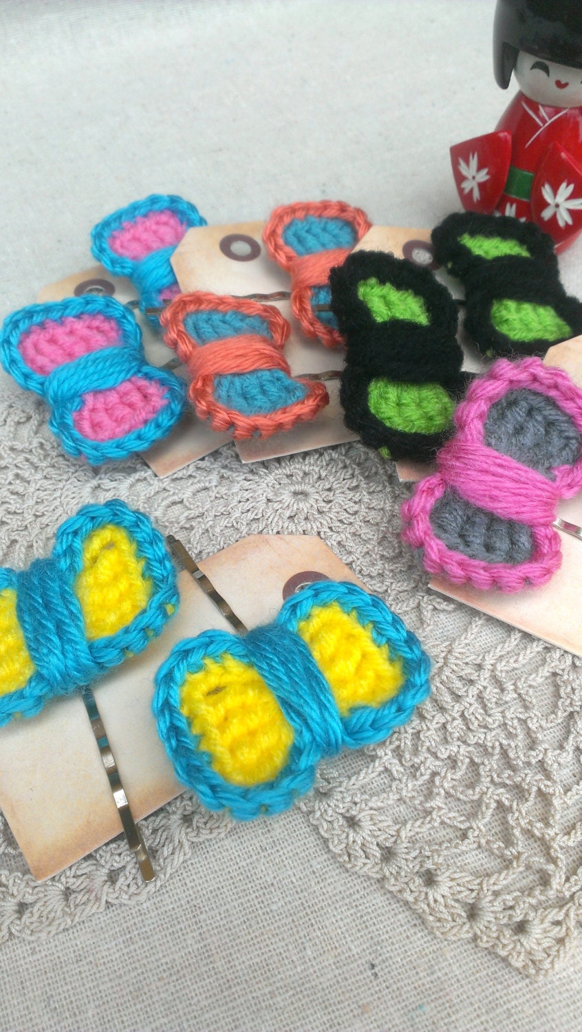 Bitty Crochet Bow Hair Pins Set of 2
