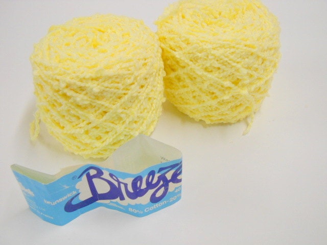 Vintage Yarn, Knitting Notions, Brunswick Breeze Yarn, Cotton Yarn, Crochet Supplies, Crafts, Boucle, Yellow