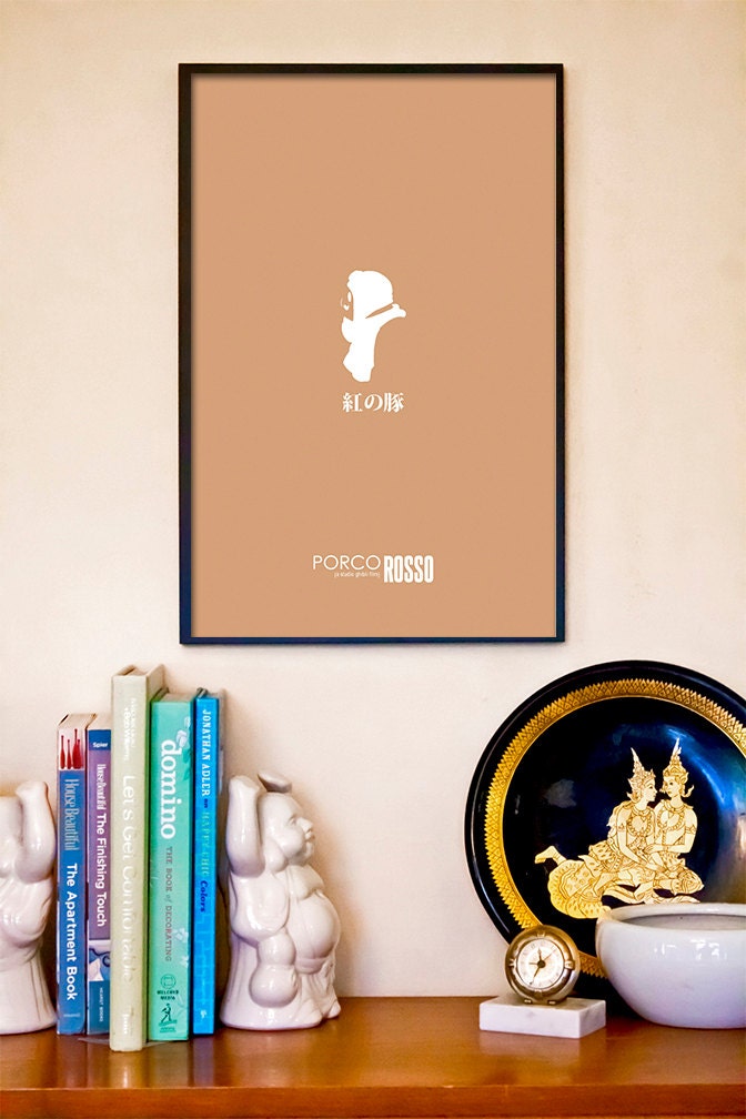 Porco Rosso // Minimalist Flying Pig Movie Poster // 11x17 Miyazaki and Ghibli Art Print
