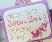 Butterfly Birthday Party Sign - Custom PRINTABLE Butterfly DIY Welcome Sign - by anna and blue paperie