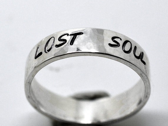 Hand Stamped Ring, Lost Soul, Sterling Silver Stacking Ring, Hand Stamped Jewelry