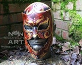 Golden Knight - one of a kind full face Handmade Leather Mask - Gold and brown