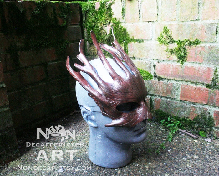 Metallic Brown Dryad Mask- one of a kind Handmade Leather Mask - in Metallic brown