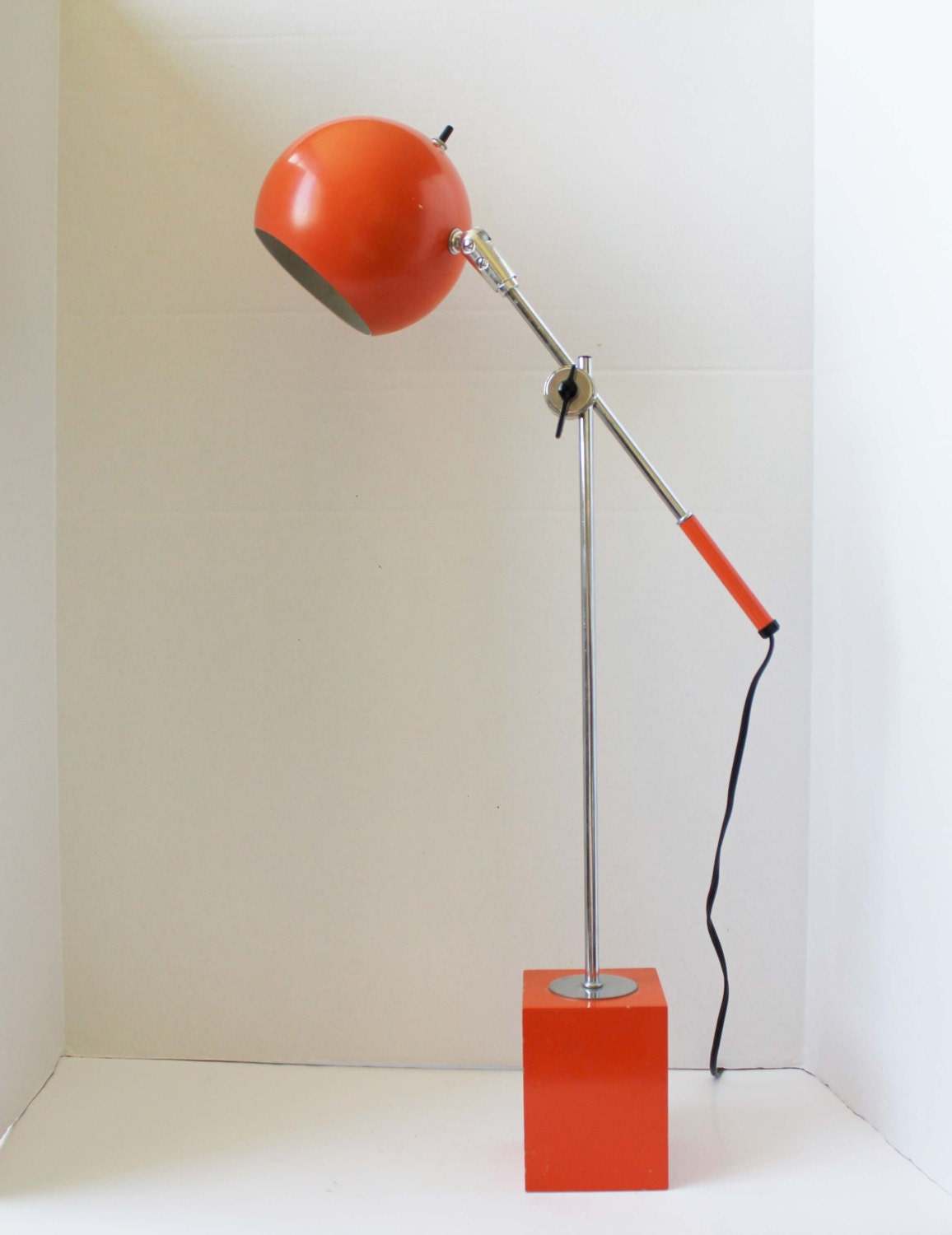 Orange Eyeball Desk Lamp by Robert Sonneman - Industrial Mid Century