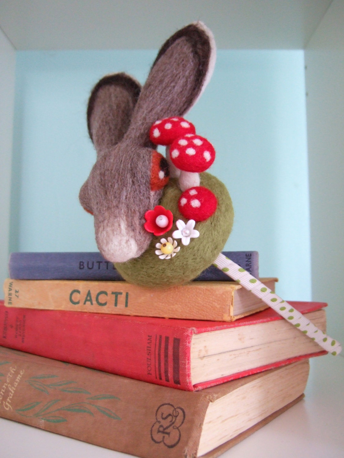 Hare Fascinator with Mushrooms and Vintage Flowers