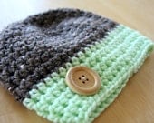 Newborn baby boy hat, baby photo prop, newborn photo prop, brown and mint