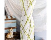 60s - Bamboo Baby - knee length cream linen shift dress - size M