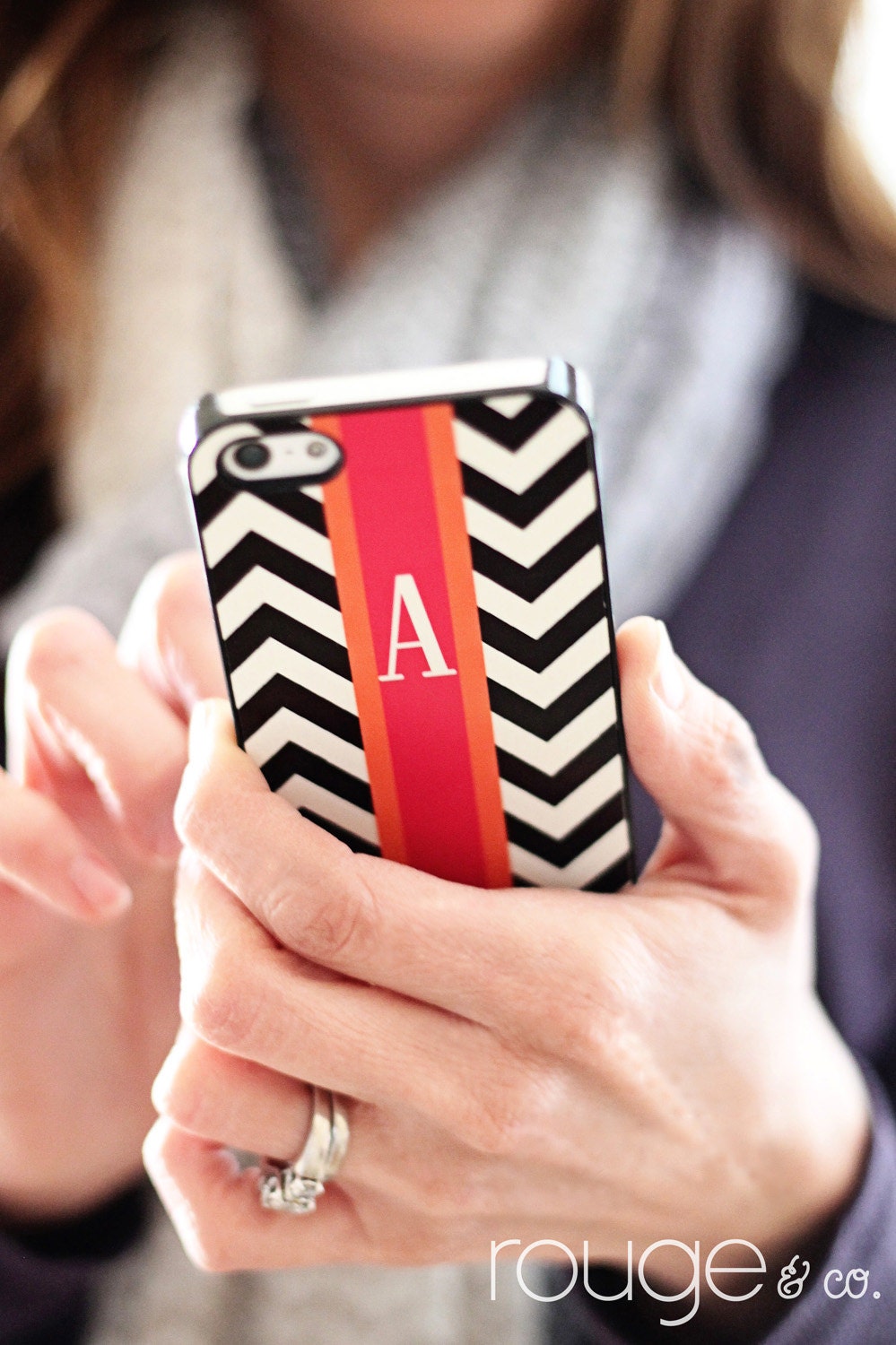 snap-on monogrammed phone cover - PREPPY collection - chevron, greek key or stripe styles - now available for iPhone 5