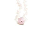 Pink necklace, pink quartz crystal necklace, natural hemp cord and pink stone jewelry. Fancy art craft jewelry