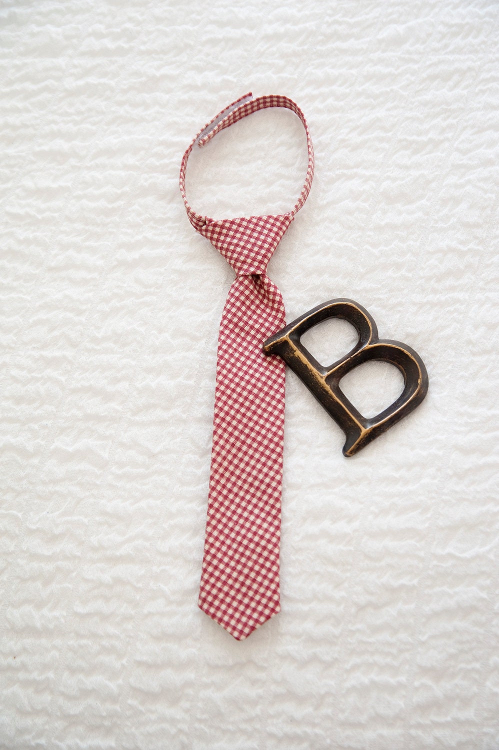 Red Gingham Tie, Gingham Toddler Tie, Red Boys Tie