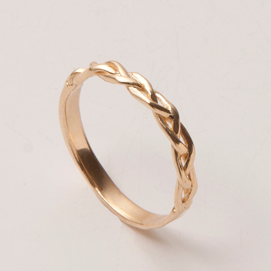 Braided Ring No.4 - 14K Gold Stackable Ring , Wedding Band , 14K Gold Ring , rose gold , white gold , unisex ring, wedding band, mens band