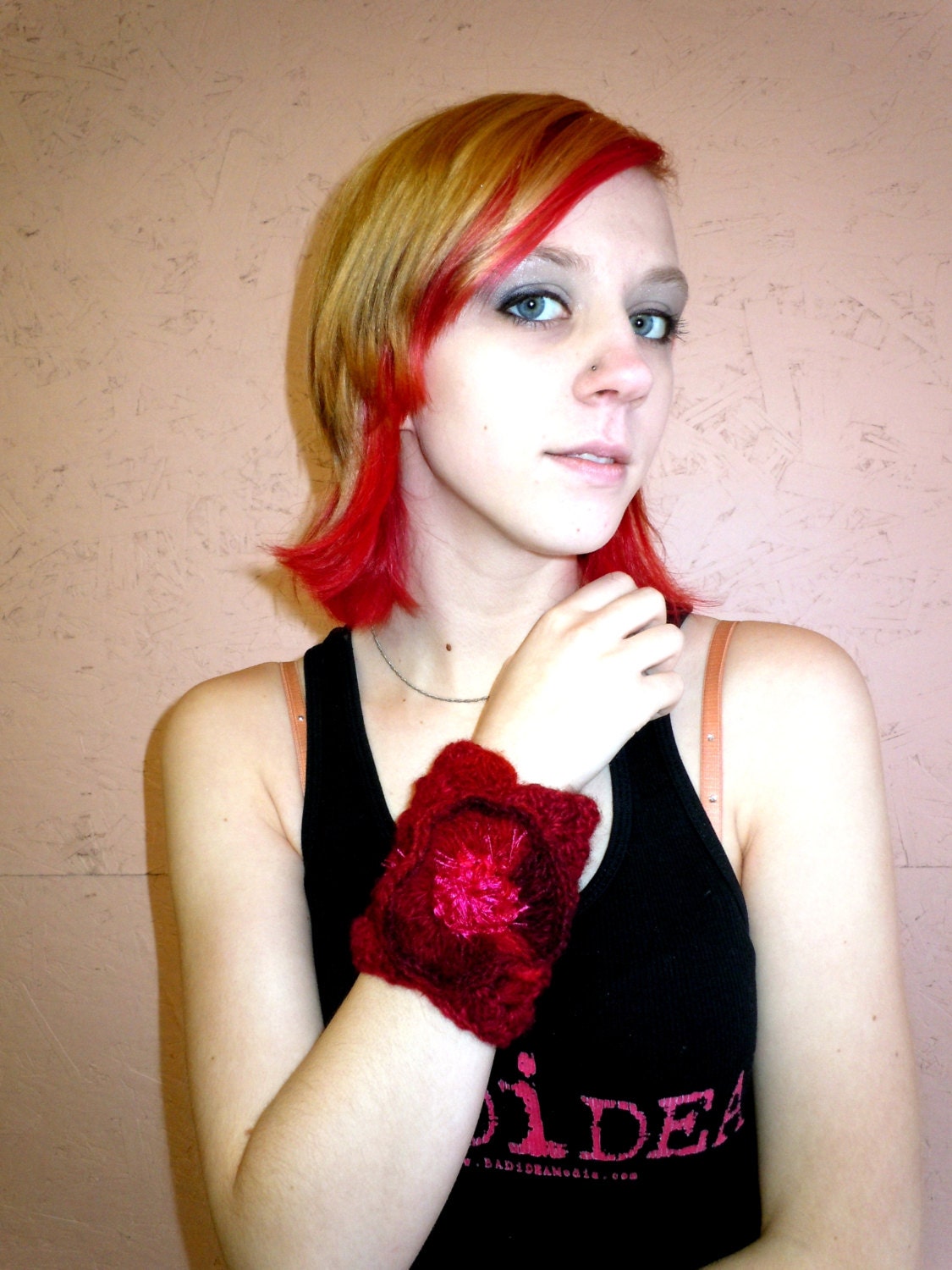 Unique Valentine's Gift Crocheted Posy Wrist Cuff