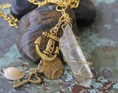 Sea Magic ,Raw Crystal Quartz Necklace,Holistic, Metaphysical, Healing, Spiritual, Reiki Necklace Handmade By: Tranquilityy