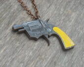 Gun Necklace, Pistol Necklace, Revolver Necklace, Western Pistol Jewelry,