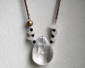 Ice Queen Necklace . Quartz, Rose Quartz, Onyx, Wood and Copper / Organic Design / OOAK