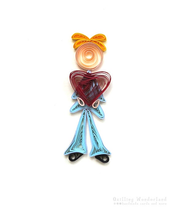 Mom's Day card  - quilled blue boy with heart