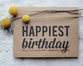 Happiest Birthday Card - Typographic Modern Happy Birthday Card - Recycle Paper Card