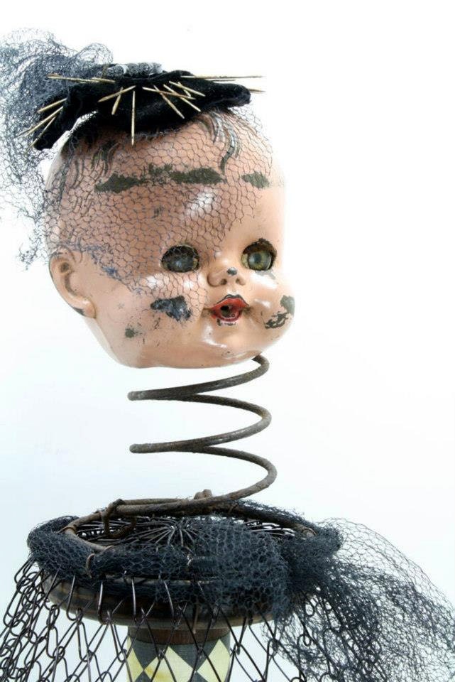 Found Object Art Doll Assemblage - Olivia Brownlow always tried to stop people from seeing her scars