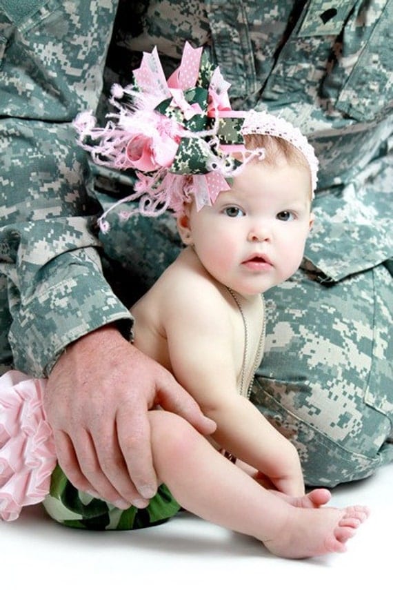 Military Princess OVER THE TOP Boutique Hair Bow - You Choose Bottle Cap - Now with free matching crochet headband upon request