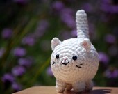 White fat amigurumi kitty cat, small crochet kitten plush