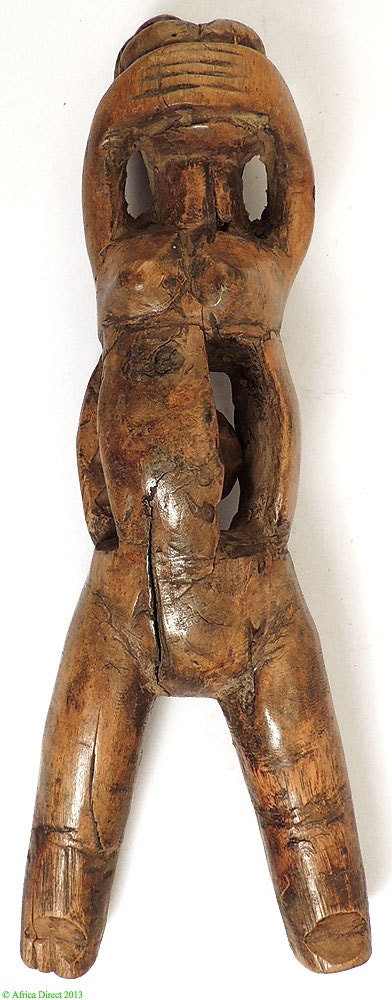 Fante Figural Slingshot / Shaker Openwork and Ball in Center African