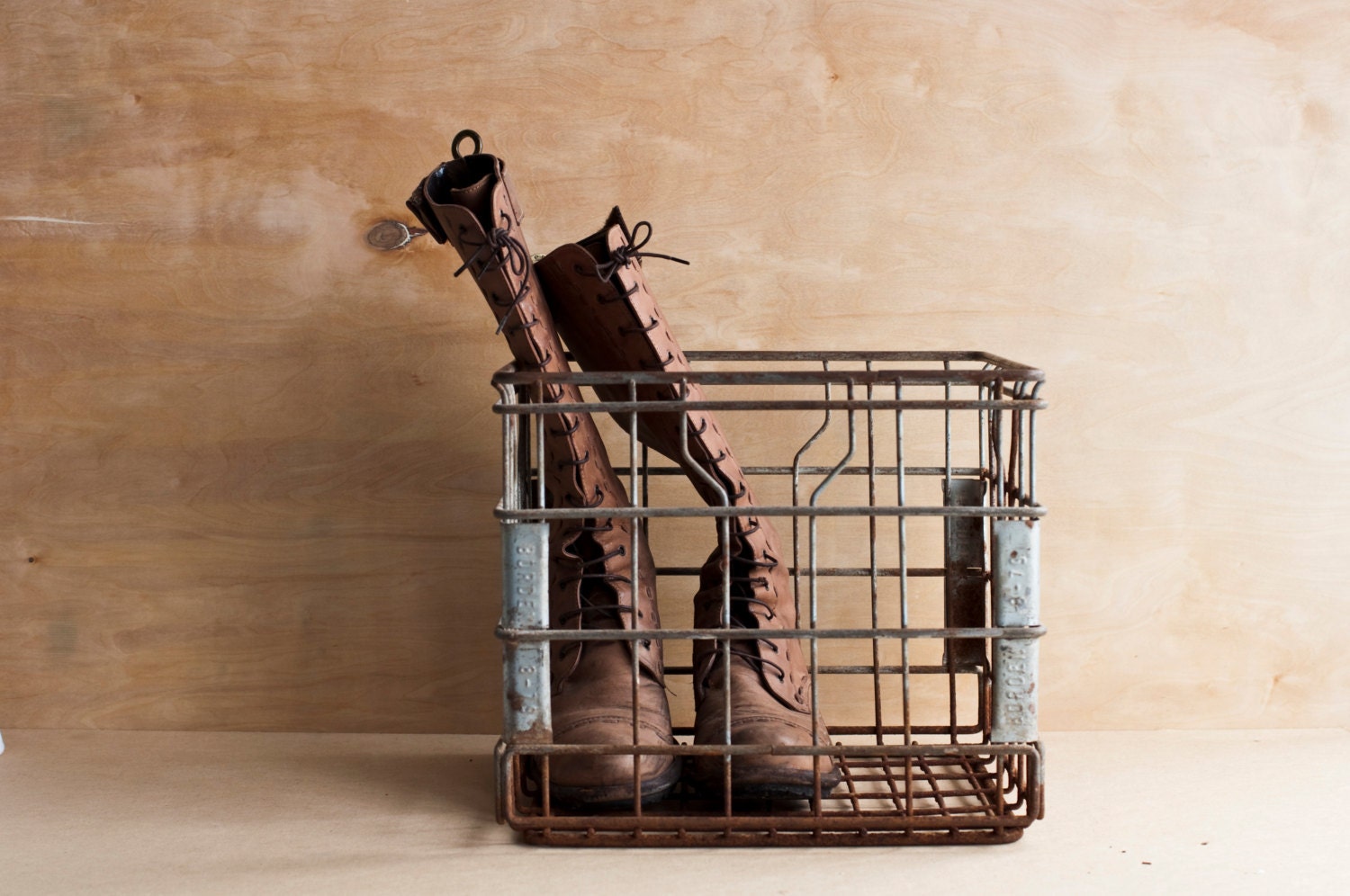 metal milk crate industrial decor