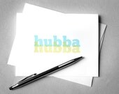 Love card, Valentine's Day card - Hubba Hubba - blue green typography valentine