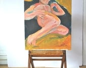 Vintage Nude Male Painting Modern Art