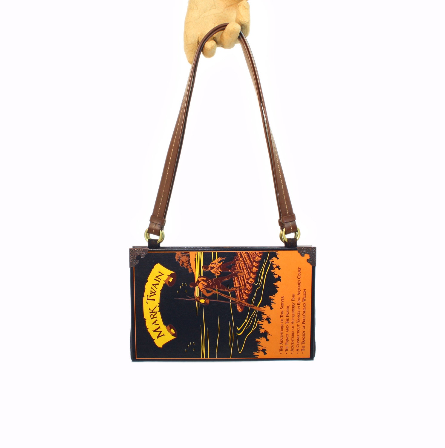 Mark Twain Book Purse - Decadence Bookpurse handbag or brown clutch -