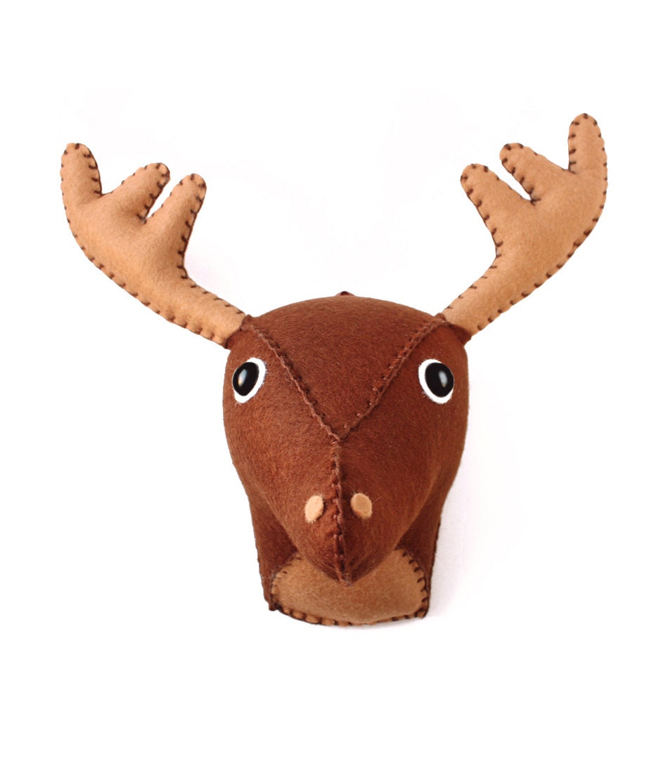 Medium, Faux Taxidermy Stuffed Animal Head, Plaqueless - Billy The Brown Deer-Moose - Spring Sale