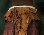 The Nordic Tribal Warriors Belt or Skirt - in suede leather and lamb wool - for viking pixies pirate elfs fairys hunters gypsy  people