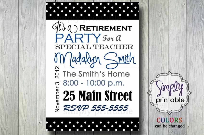 Retirement Party Invitation Blue Polka Dot Il_170x135