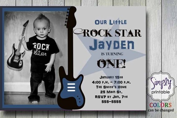 Rock Star 1st Birthday Invitation for Boys Il_570xn