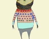 Skateboarding Sloth. Limited edition Art print by Illustrator Ashley Percival.kids prints.